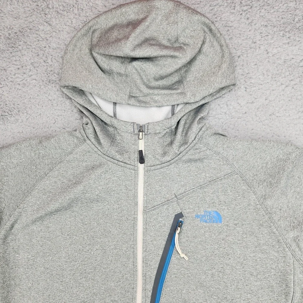 The North Face Fullzip Hooded Jacket Mens Size XL Gray Thumb Slots